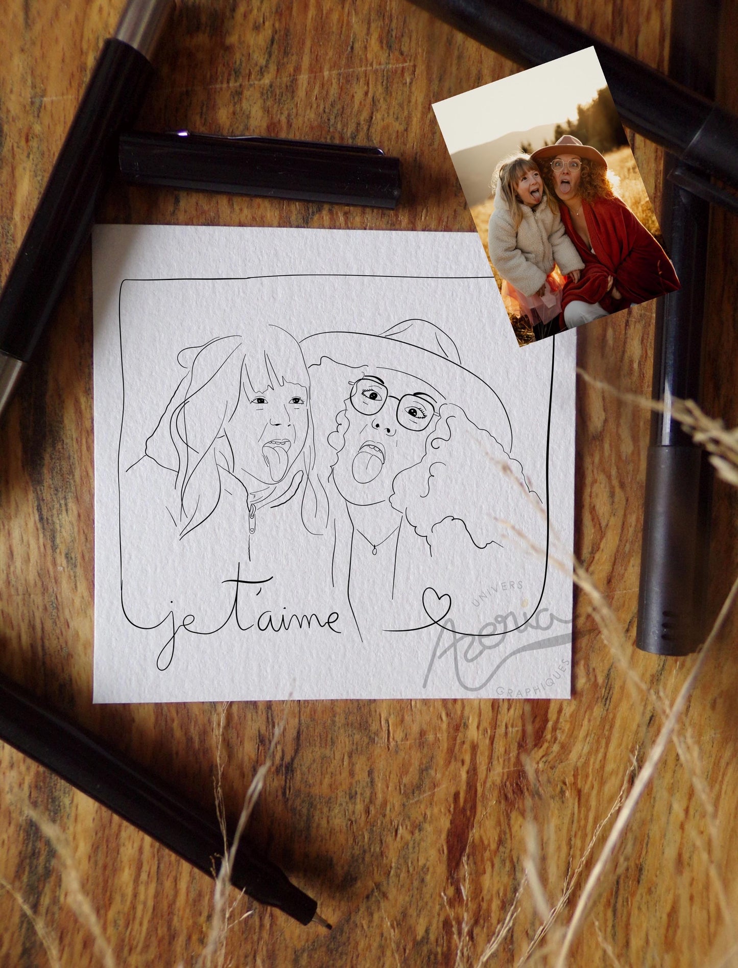 illustration au trait personnalisé